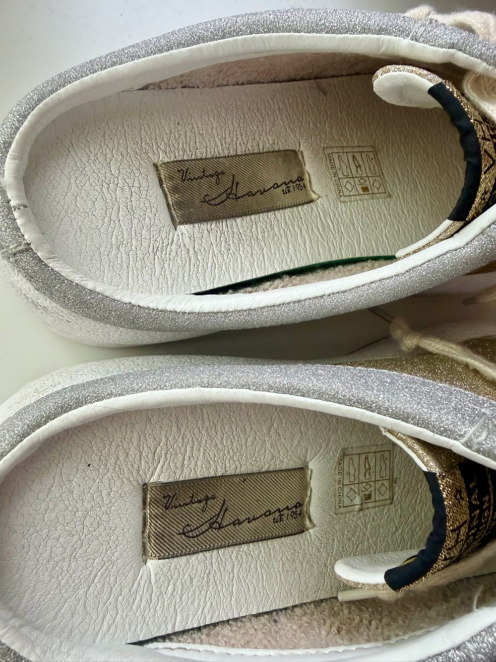 Vintage Havana Gold and Silver Val Glitter Platform Sneakers- Size 9 - Picture 3 of 6